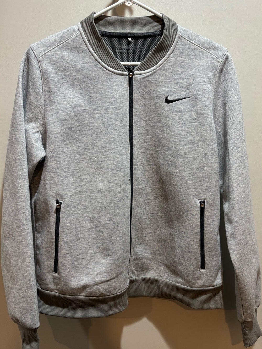 Nike Golf Light Gray Bomber Jacket with Black Accents